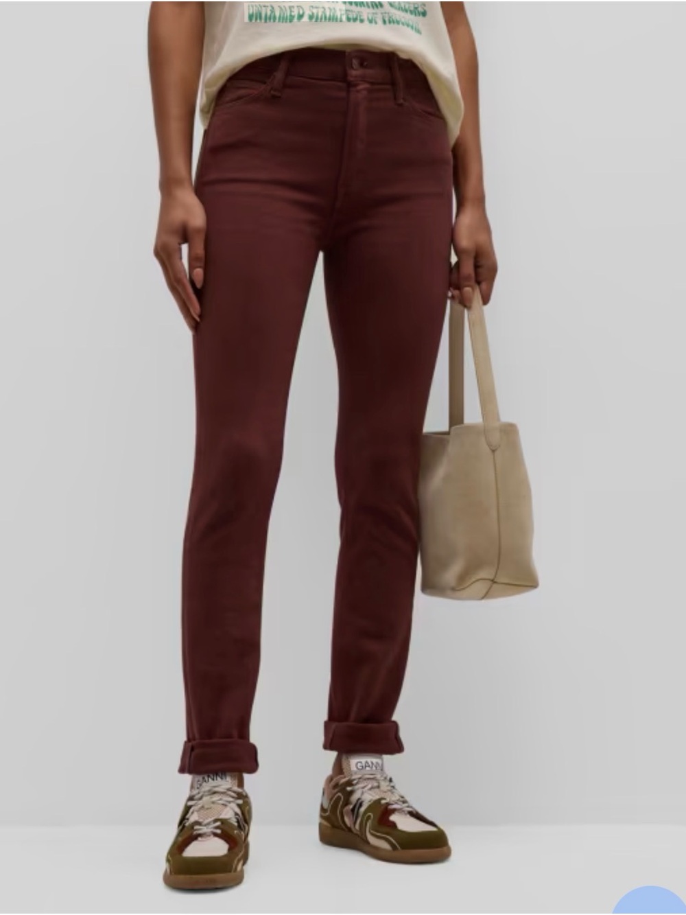 MOTHER Mid-Rise Dazzler Skimp Jeans in Second Chance/Burgundy Brown Sz 27 NWOT
